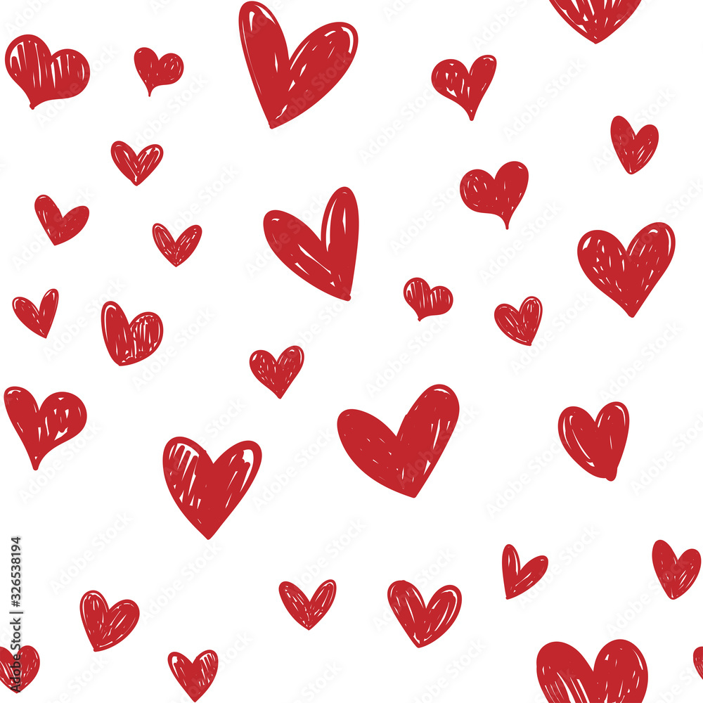 Heart doodles seamless pattern