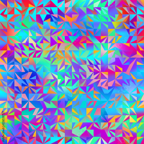 Vivid hyper bright over saturated tropical ethereal geometric rainbow design. Seamless repeat raster jpg pattern swatch for textile or surface design. Psychedelic neon gradient ombre colors.