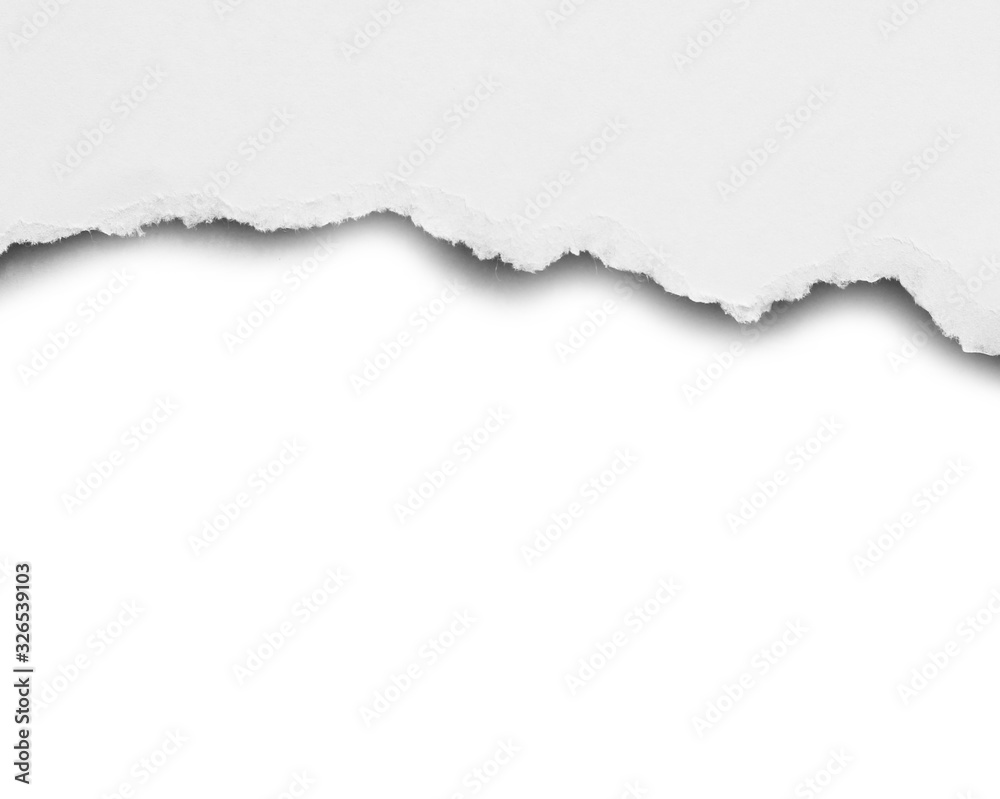 ripped in white paper isolated on white background with copy space for text