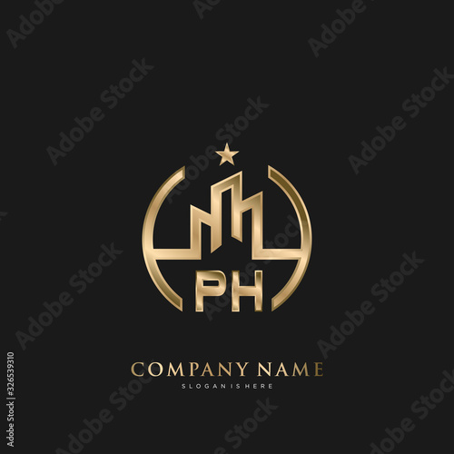 Initial Letter PH Real Estate Luxury house Logo Vector for Business, Building, Architecture