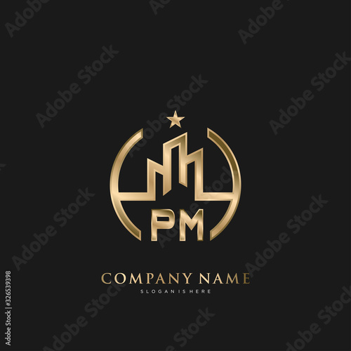 Initial Letter PM Real Estate Luxury house Logo Vector for Business, Building, Architecture