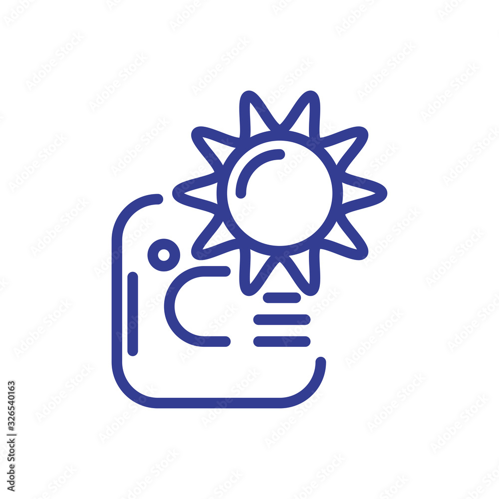 Thermostat temperature control with sun icon, line style icon Thermostat temperature control with sun icon, line style icon