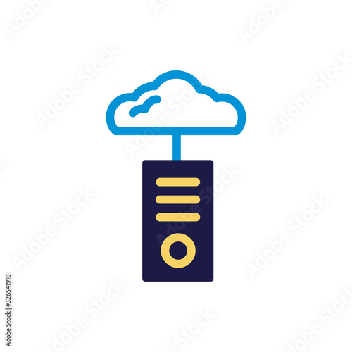 cloud computing with server lineal color style