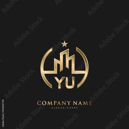 Initial Letter YU  Real Estate Luxury house Logo Vector for Business, Building, Architecture