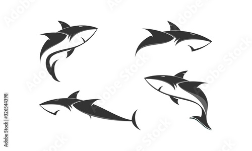 Shark simple model set vector logo