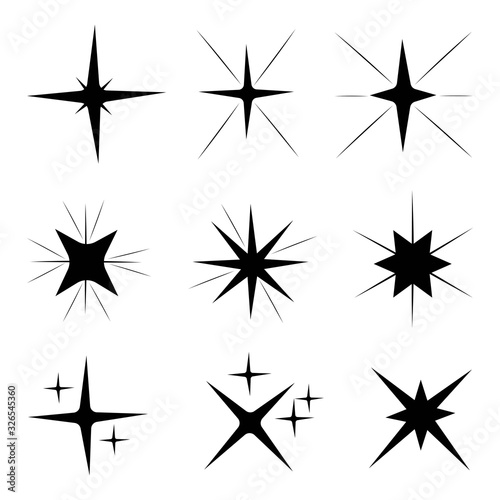 set of sparkle light star logo vector