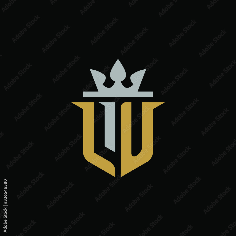Initial Letter LU with Shield King Logo Design Initial Letter LU with Shield King Logo Design