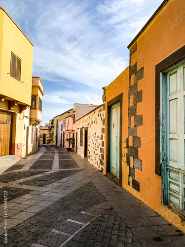 Beautiful street in the village of Ag  imes  in the Canary Islands