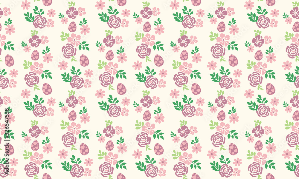 Easter egg pattern background, with leaf and flower design.