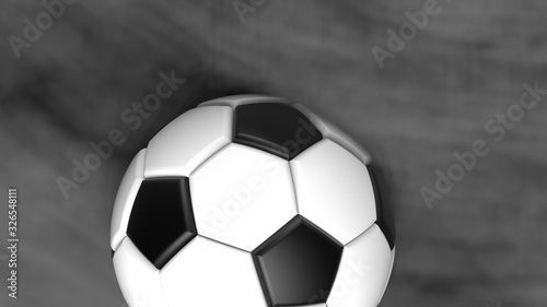 White-Black Soccer ball with dark toned foggy smoke background. 3D sketch design and illustration. 3D high quality rendering. 