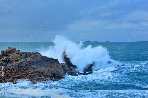 Storm on the coastline in brittany. France