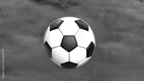 White-Black Soccer ball with dark toned foggy smoke background. 3D sketch design and illustration. 3D high quality rendering. 