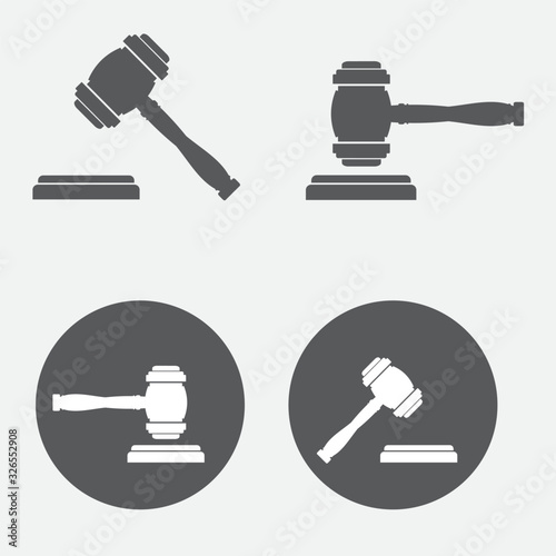 Judge gavel. Ceremonial mallet icon. Legislative and court of law sign. Auction hammer.Symbol of the authority and right to act officially.