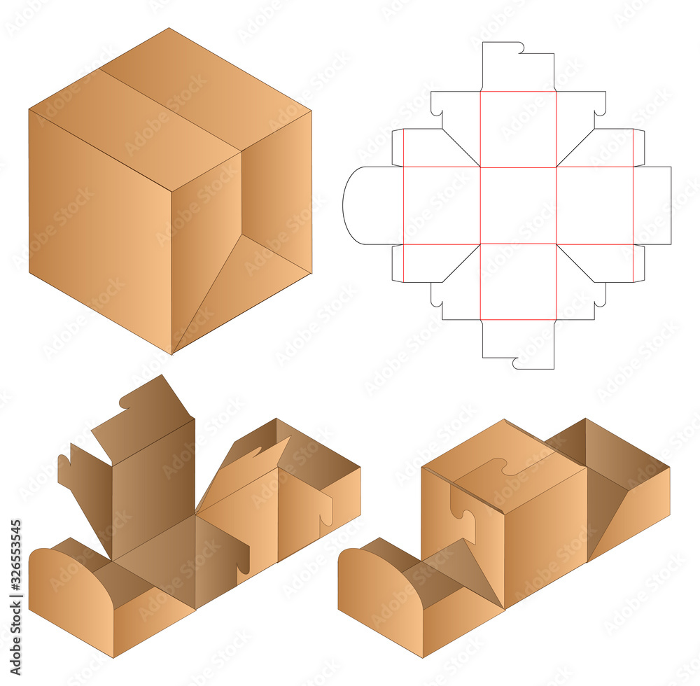 Box packaging die cut template design. 3d mock-up Box packaging die cut template design. 3d mock-up