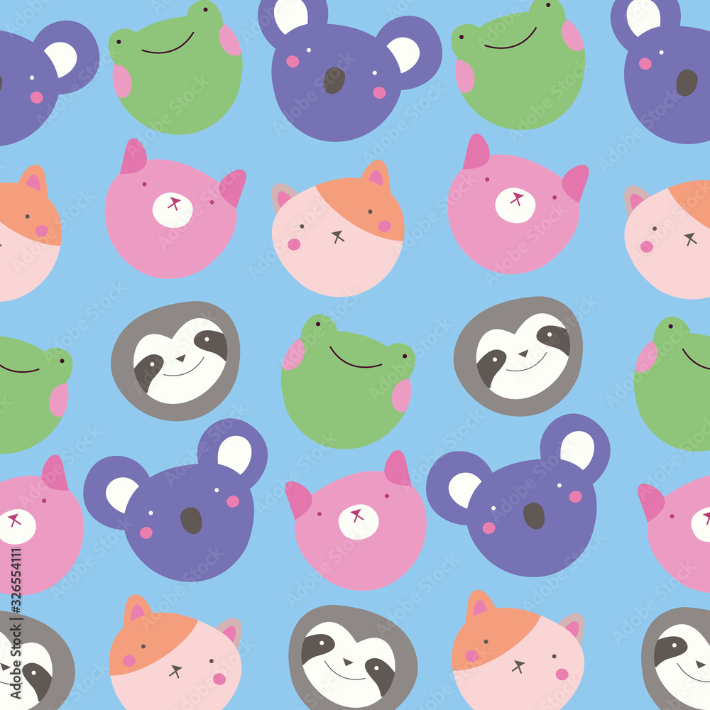 cute little animals kawaii characters pattern