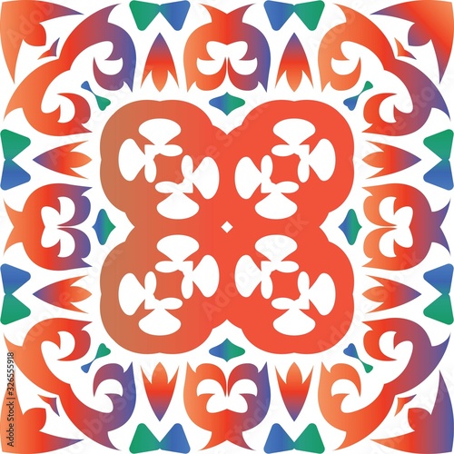 National ornamental patterns in the ceramic tiles.