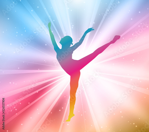 A Ballet Dancer Silhouettes, Colorful, Rainbow