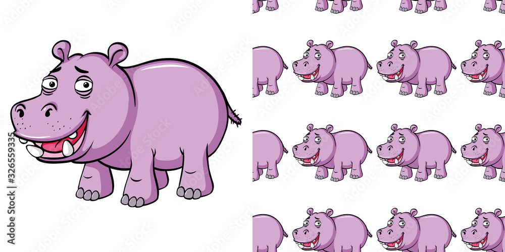 Fototapeta premium Seamless background design with pink hippo