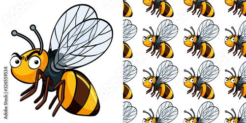 Seamless background design with angry bee