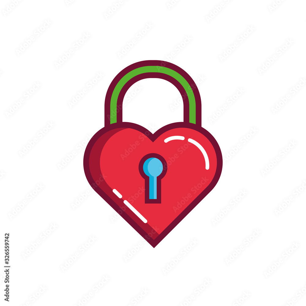 happy valentines day heart padlock line and fill style happy valentines day heart padlock line and fill style