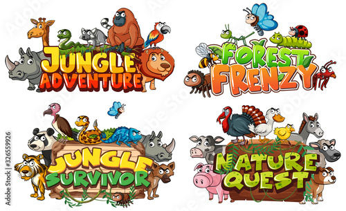 Font design for word related to jungle with wild animals