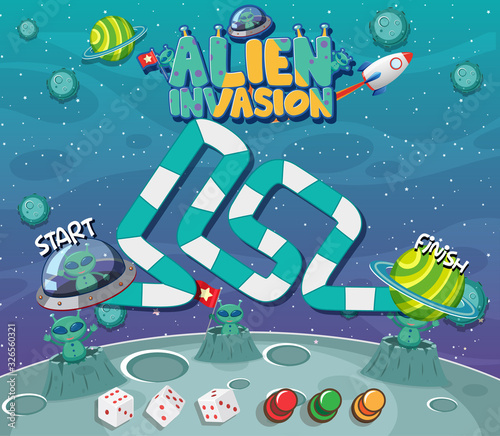 Game template with aliens on planet in background