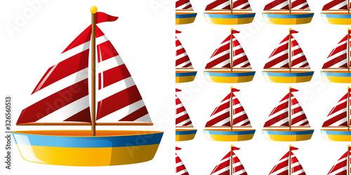 Photography Seamless background design with toy sailboat