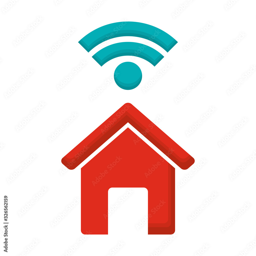 red house shape and wireless symbol red house shape and wireless symbol