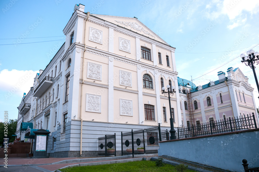 Russia, Khabarovsk, August 2019: far Eastern art Museum Building in Khabarovsk