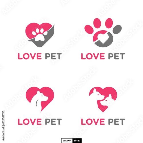 Love pet cute logo template