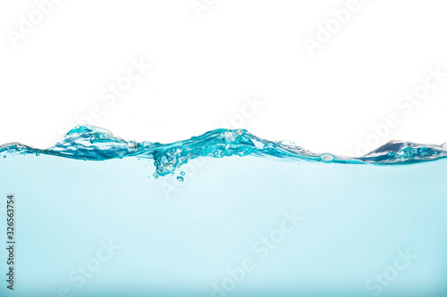Water with water waves and bubbles separately on a white background