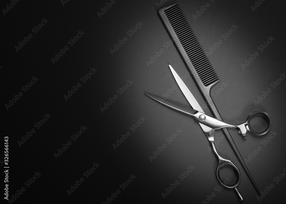 Scissors Comb And Mirror With Hairs After The Haircut On The Tile Floor In  Bathroom Stock Photo - Download Image Now - iStock