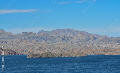 Beautiful view of Lake Mohave on the Arizona Nevada border, in the Lake Mead National Recreation Area. Mohave County, Arizona USA © Norm