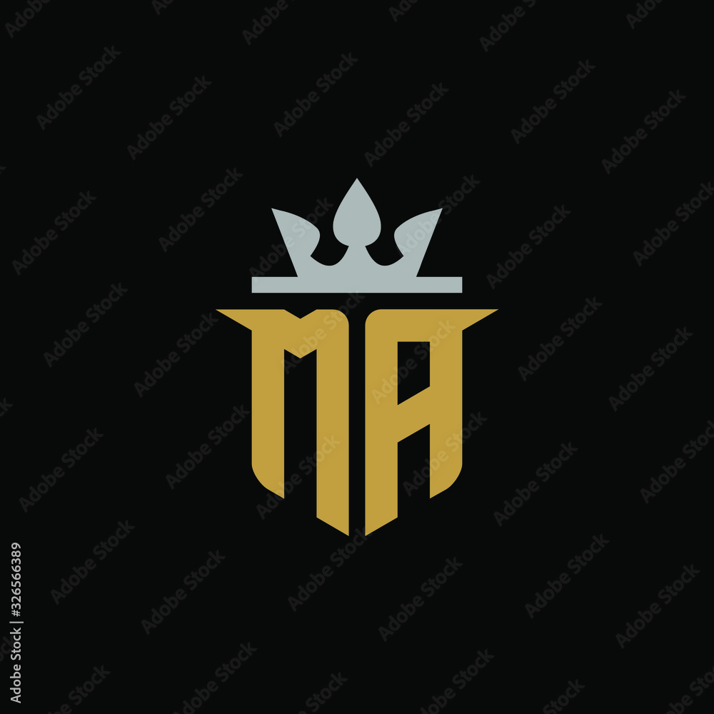 Initial Letter MA with Shield King Logo Design Initial Letter MA with Shield King Logo Design