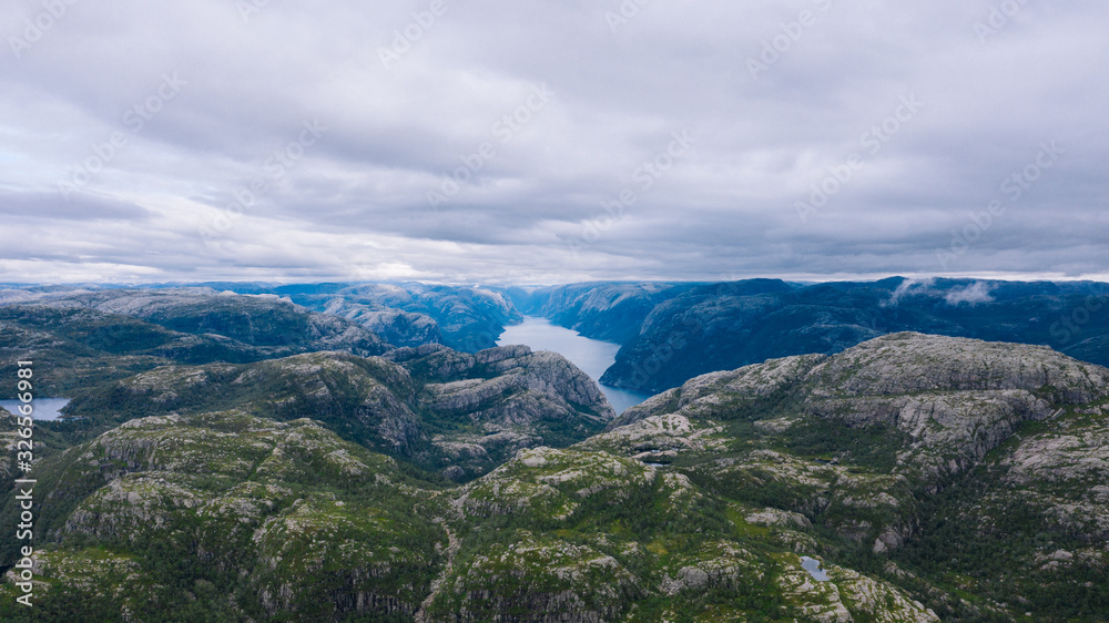 Areal of a fjord in Norway