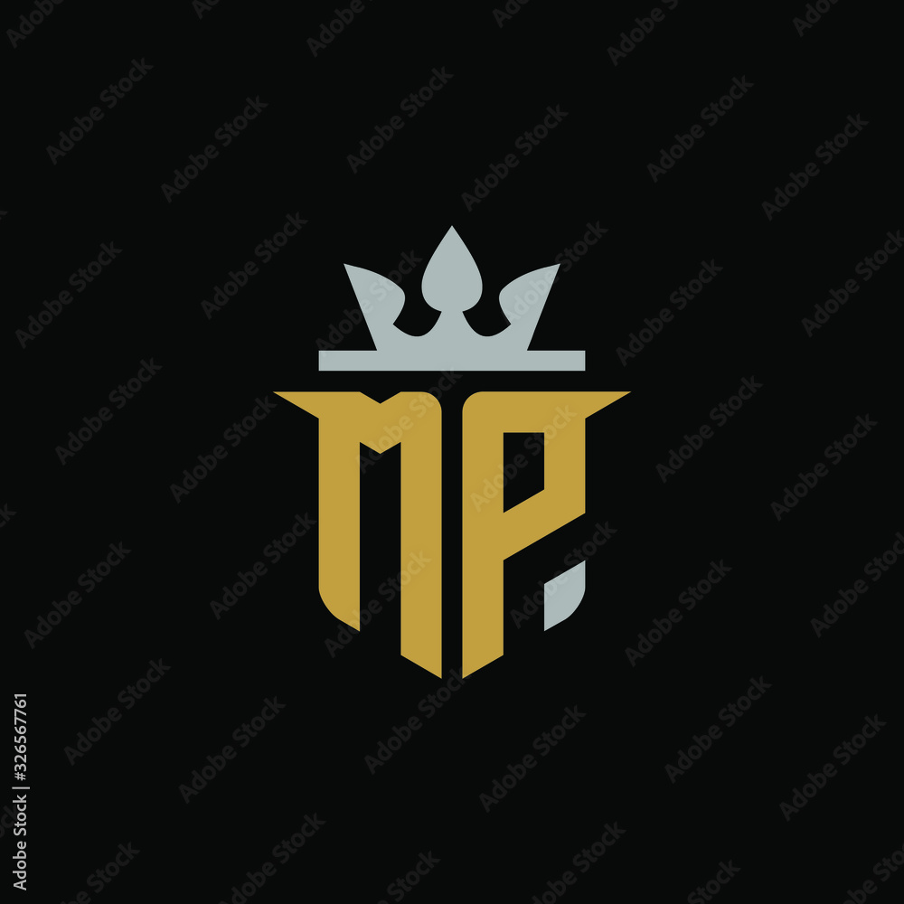 Initial Letter MP with Shield King Logo Design Initial Letter MP with Shield King Logo Design