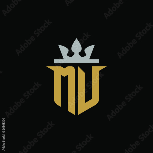 Initial Letter MV with Shield King Logo Design