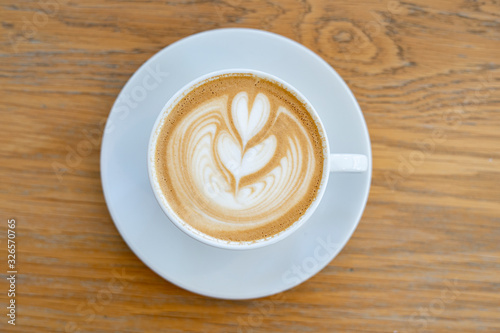 Latte Art in a white coffee cup