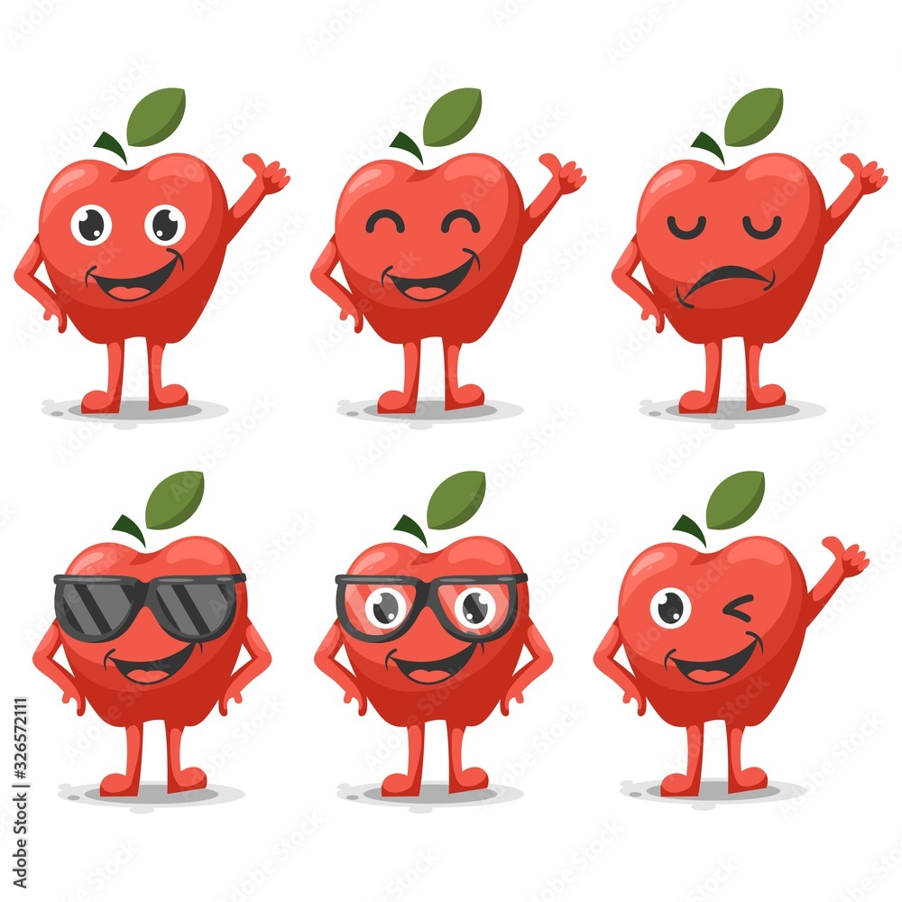 cute fruit apple mascot cartoon vector