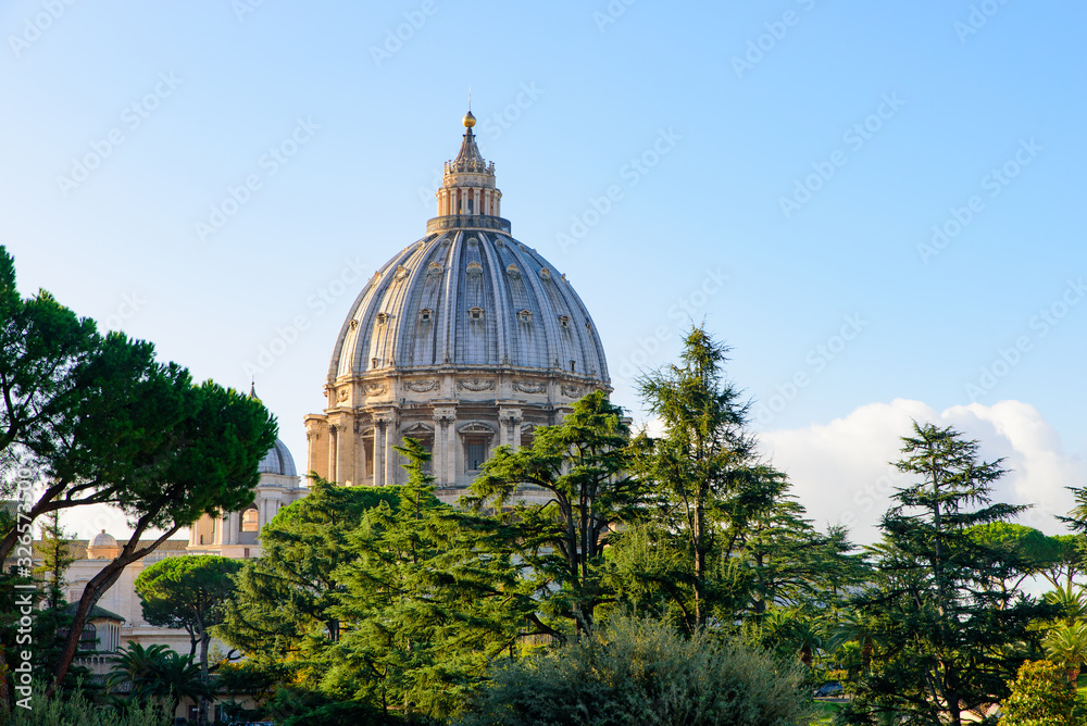 The dome of St. Peter's Basilica in Vatican City, the largest church in the world The dome of St. Peter's Basilica in Vatican City, the largest church in the world