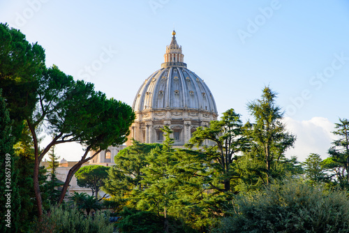 The dome of St. Peter's Basilica in Vatican City, the largest church in the world