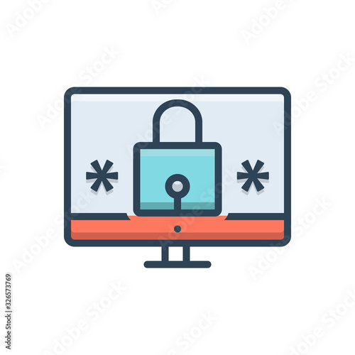 Color illustration icon for password