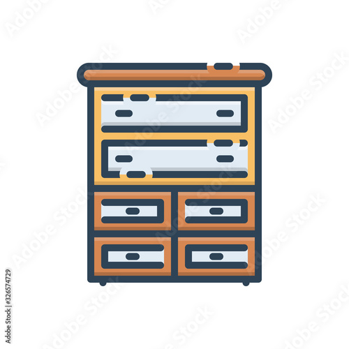 Color illustration icon for chest