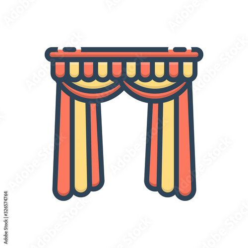 Color illustration icon for curtains 