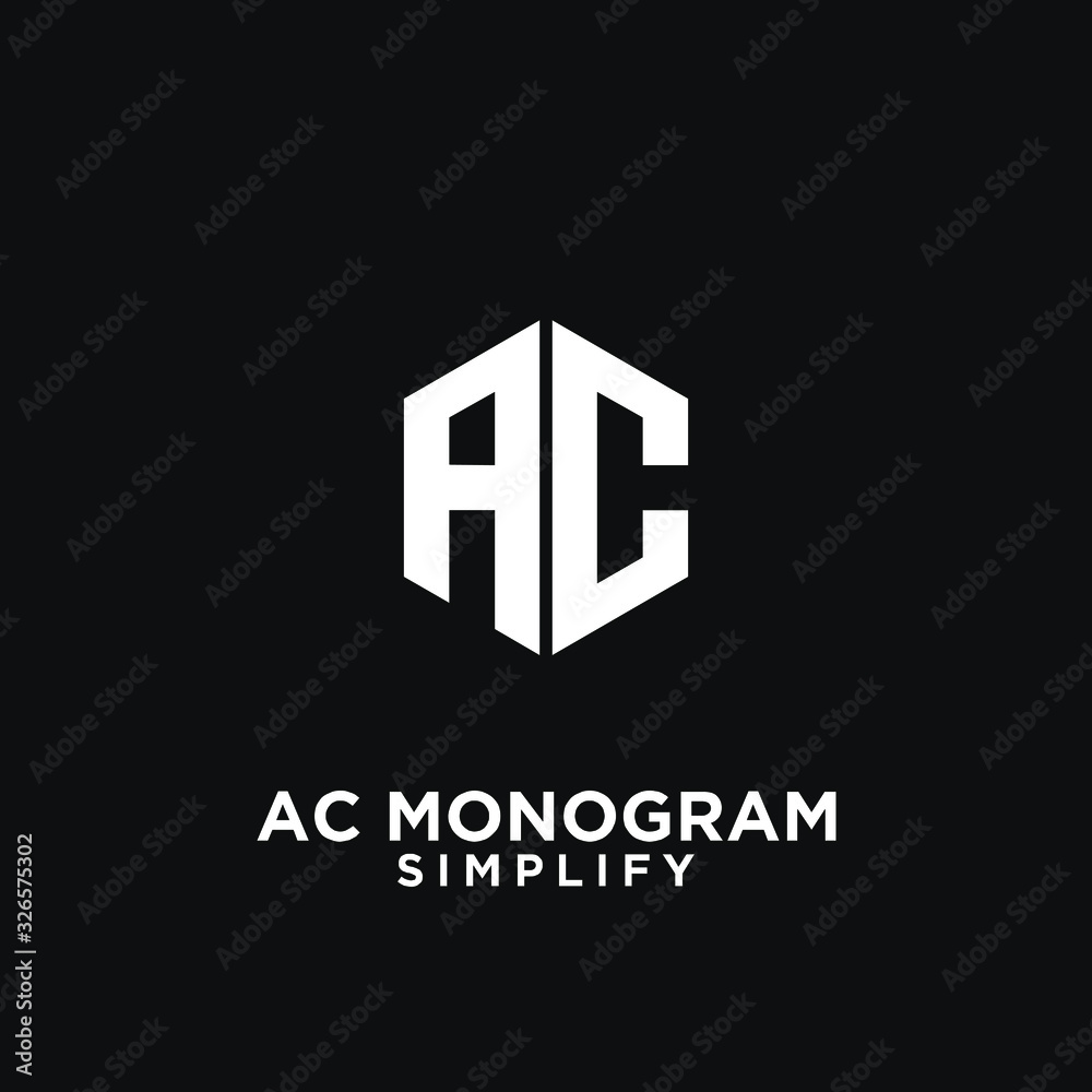 black ac, ca, a c initial monogram hexagon letter logo design with dark background black ac, ca, a c initial monogram hexagon letter logo design with dark background