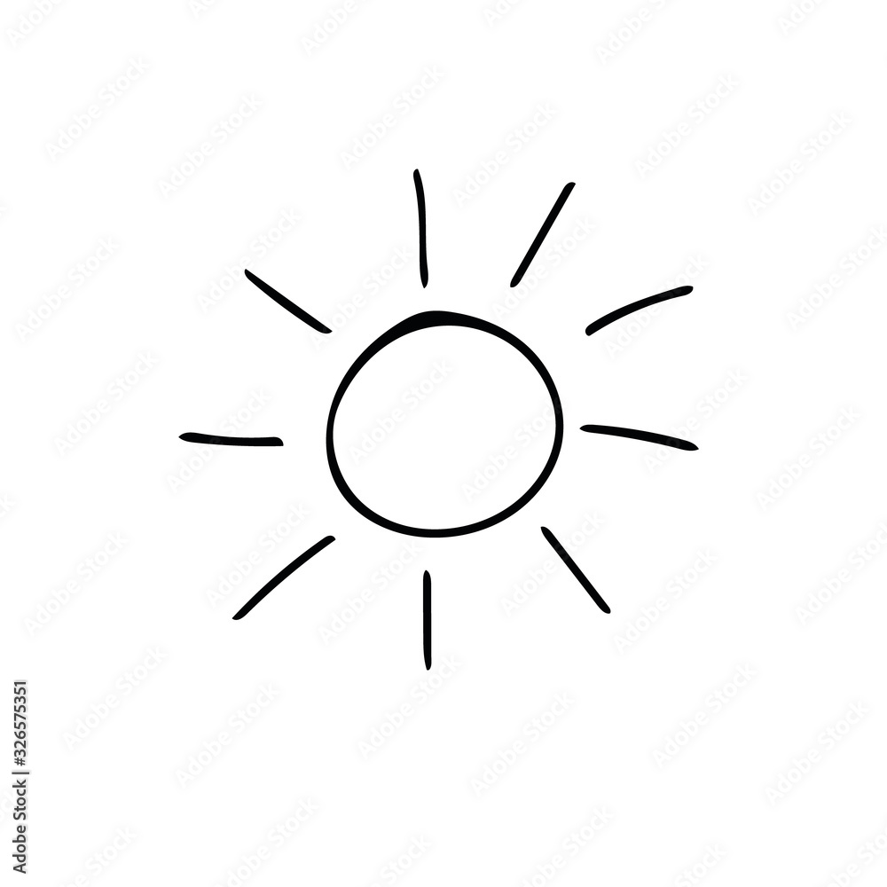 sun hand drawn in doodle style. Scandinavian simple liner. Element for design icon logo, sticker, postcard, poster. summer, heat, vacation, sunny sun hand drawn in doodle style. Scandinavian simple liner. Element for design icon logo, sticker, postcard, poster. summer, heat, vacation, sunny