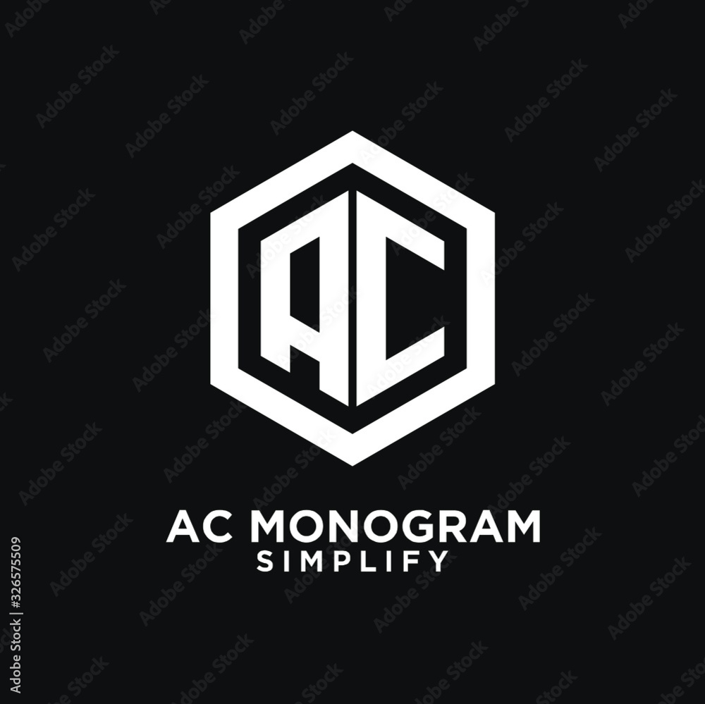 black ac, ca, a c initial monogram hexagon letter logo design with dark background black ac, ca, a c initial monogram hexagon letter logo design with dark background