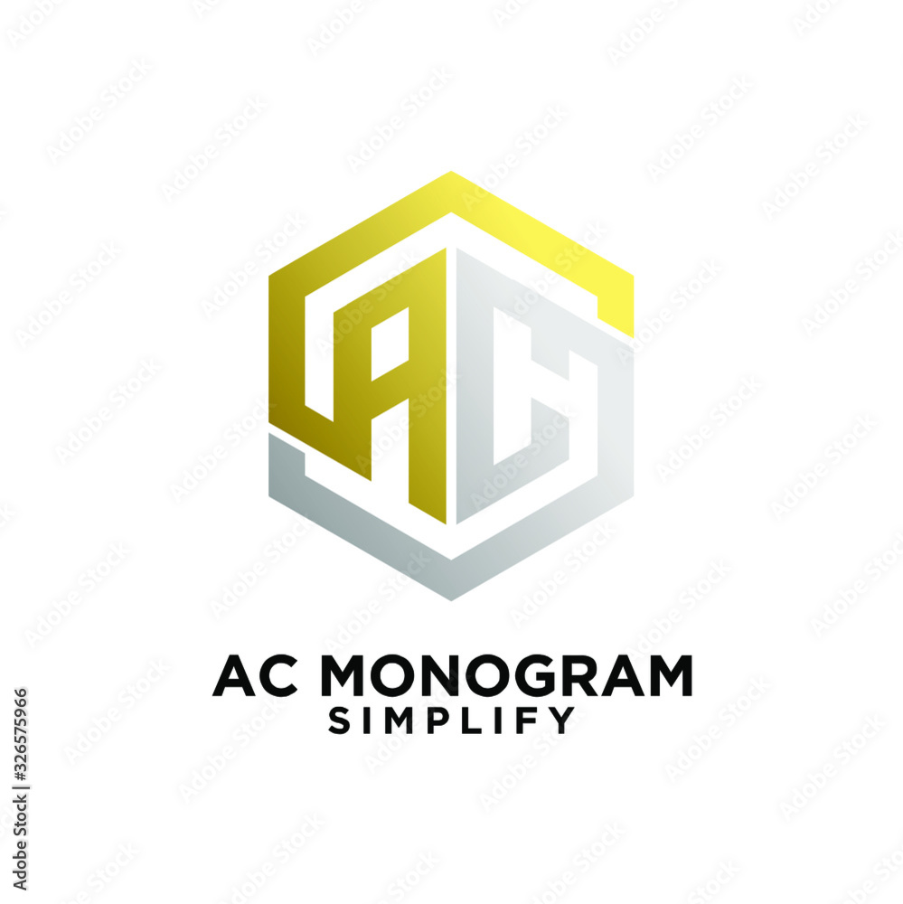 luxury ac, ca, a c initial monogram hexagon letter gold silver logo design with white background luxury ac, ca, a c initial monogram hexagon letter gold silver logo design with white background