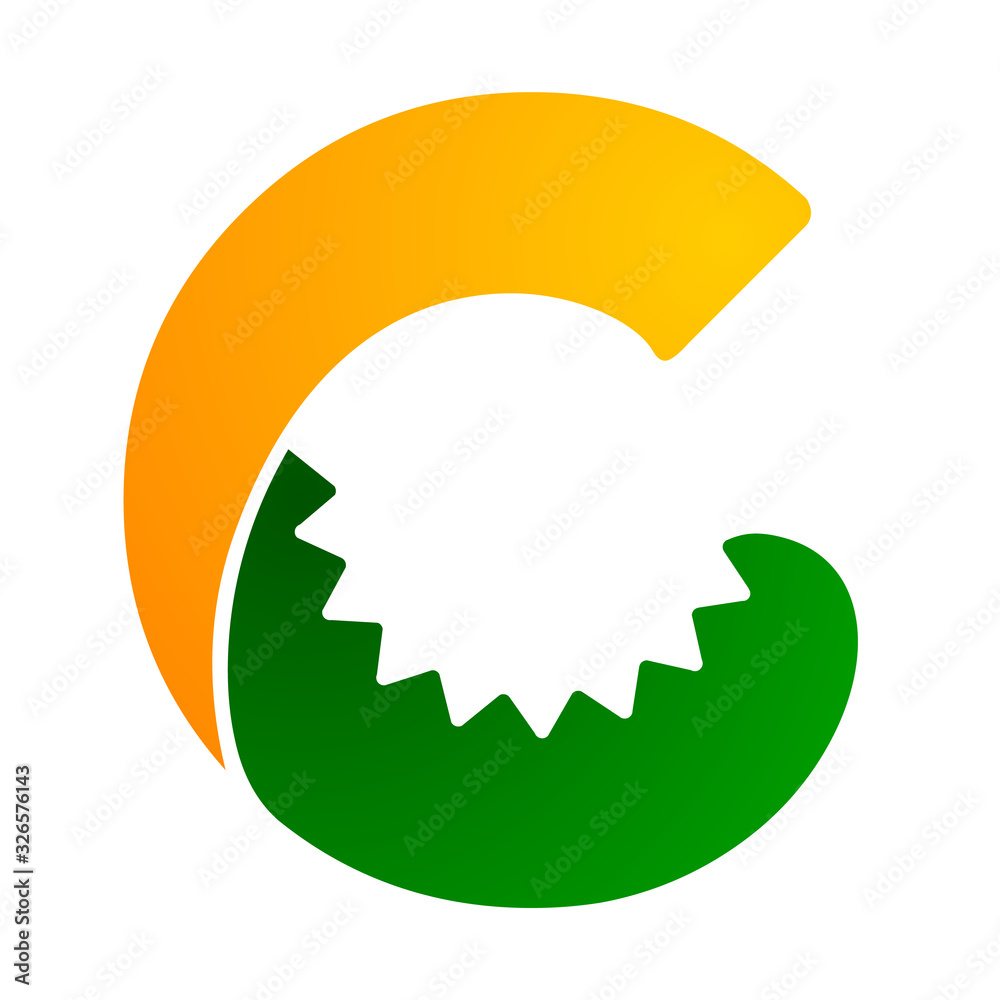 Obraz premium Letter C monogram initial Crocodile or Alligator tail vector isolated logo