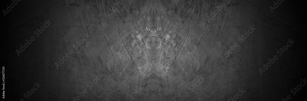 Naklejka premium Old wall texture cement dark black gray panorama background abstract grey color design are light with white gradient background.